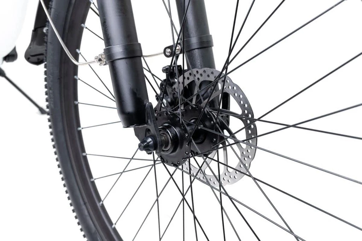 Myatu E-Bike Heren En Dames Lage Instap Met 45 Cm Aluminium Frame, 6 Versnellingen, 250 Wh Afneembare Lithium Batterij 40-80 Km Range, Trekking Ebike Met 1.95 X 26 Inch Wiel (Wit, Urban) - Afbeelding 4