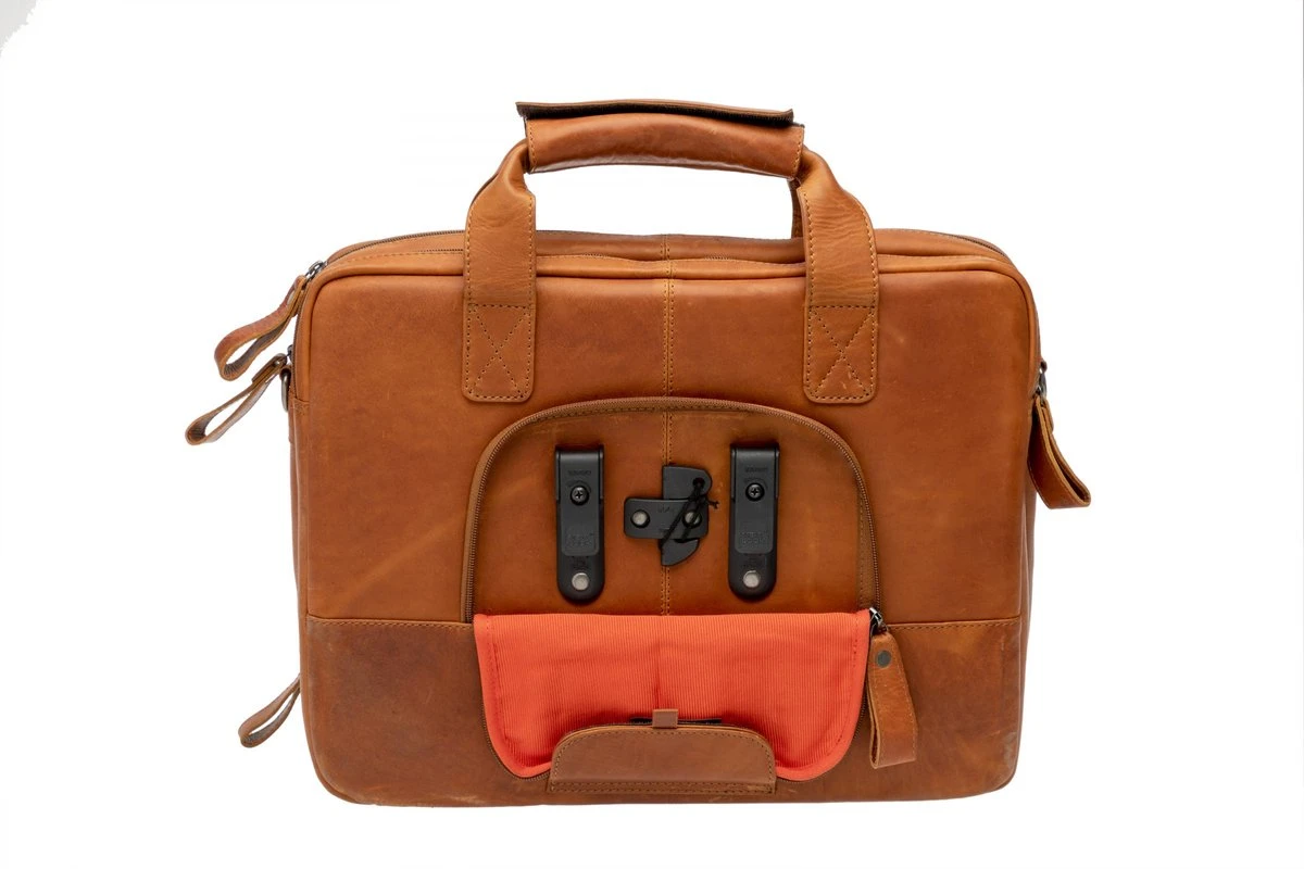 New Looxs Cali Laptoptas Fietstas - Leer - 15 Inch Laptopvak - 17 Liter - Cognac - Afbeelding 13