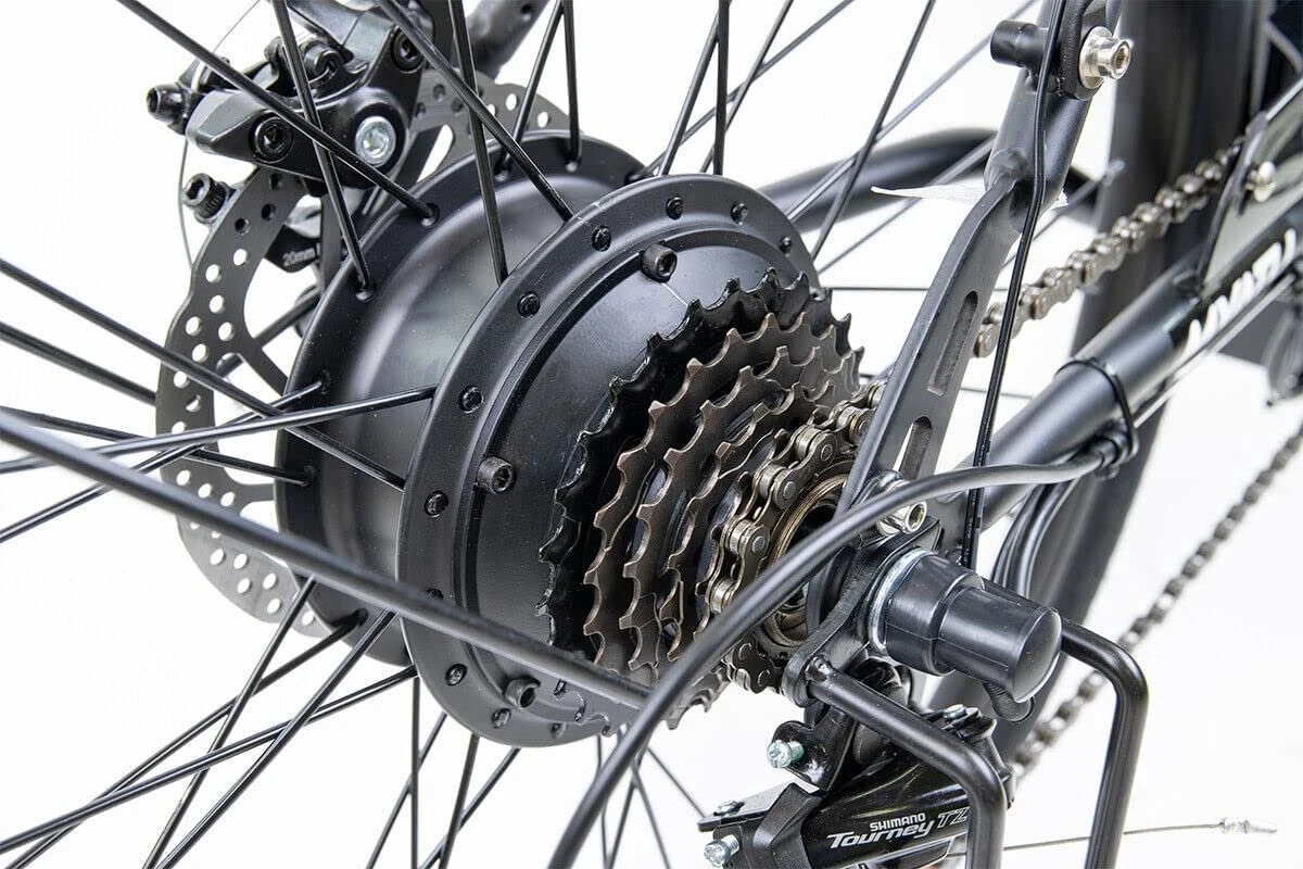 Myatu E-bike 26 Inch City Pedelec Voor Dames En Heren, Elektrische Fiets Met 12,5Ah Accu, 6 Versnellingen Shimano, Derailleur Versnellingen, Achter Motor 250 W-Zwart - Afbeelding 4