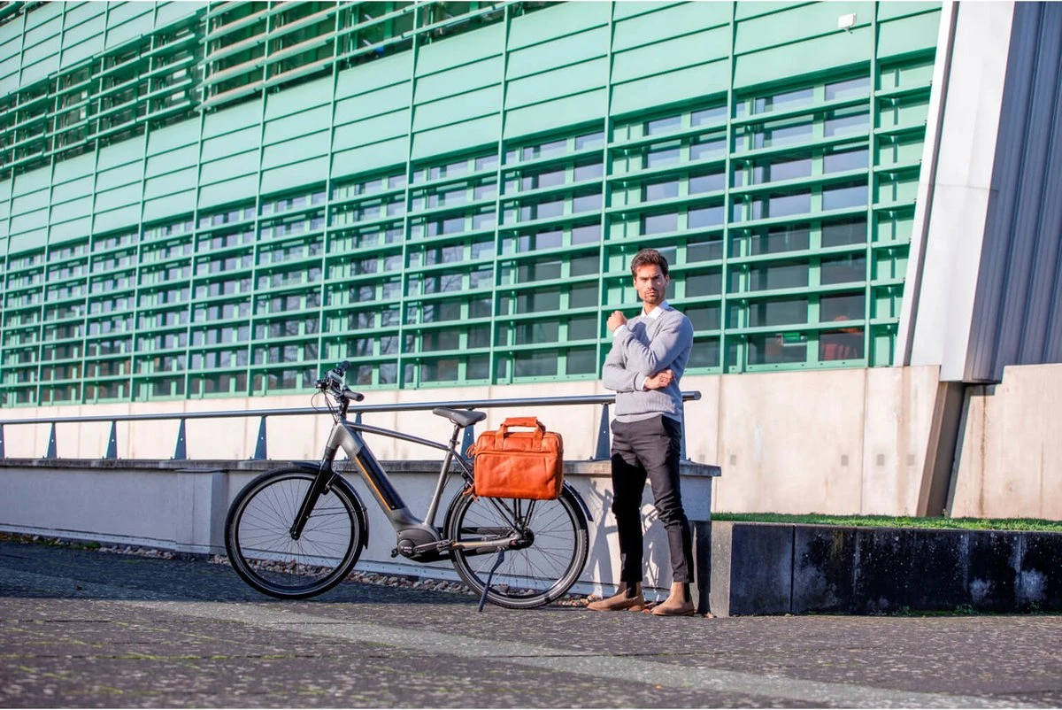 New Looxs Cali Laptoptas Fietstas - Leer - 15 Inch Laptopvak - 17 Liter - Cognac - Afbeelding 10