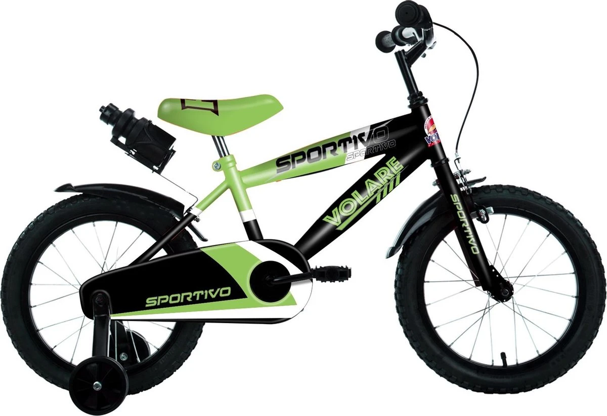 Volare Sportivo Kinderfiets - Jongens - 16 Inch - Neon Groen Zwart - 95% Afgemonteerd - Afbeelding 4