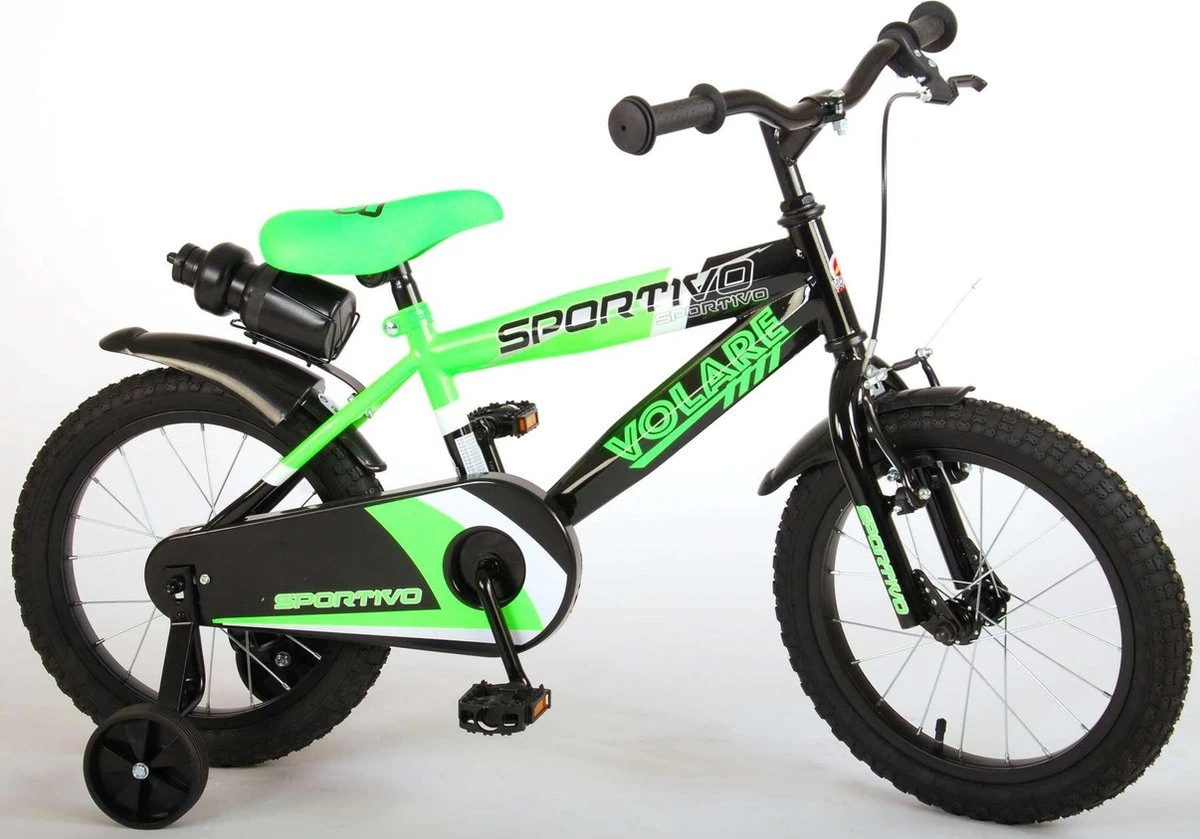 Volare Sportivo Kinderfiets - Jongens - 16 Inch - Neon Groen Zwart - 95% Afgemonteerd - Afbeelding 13
