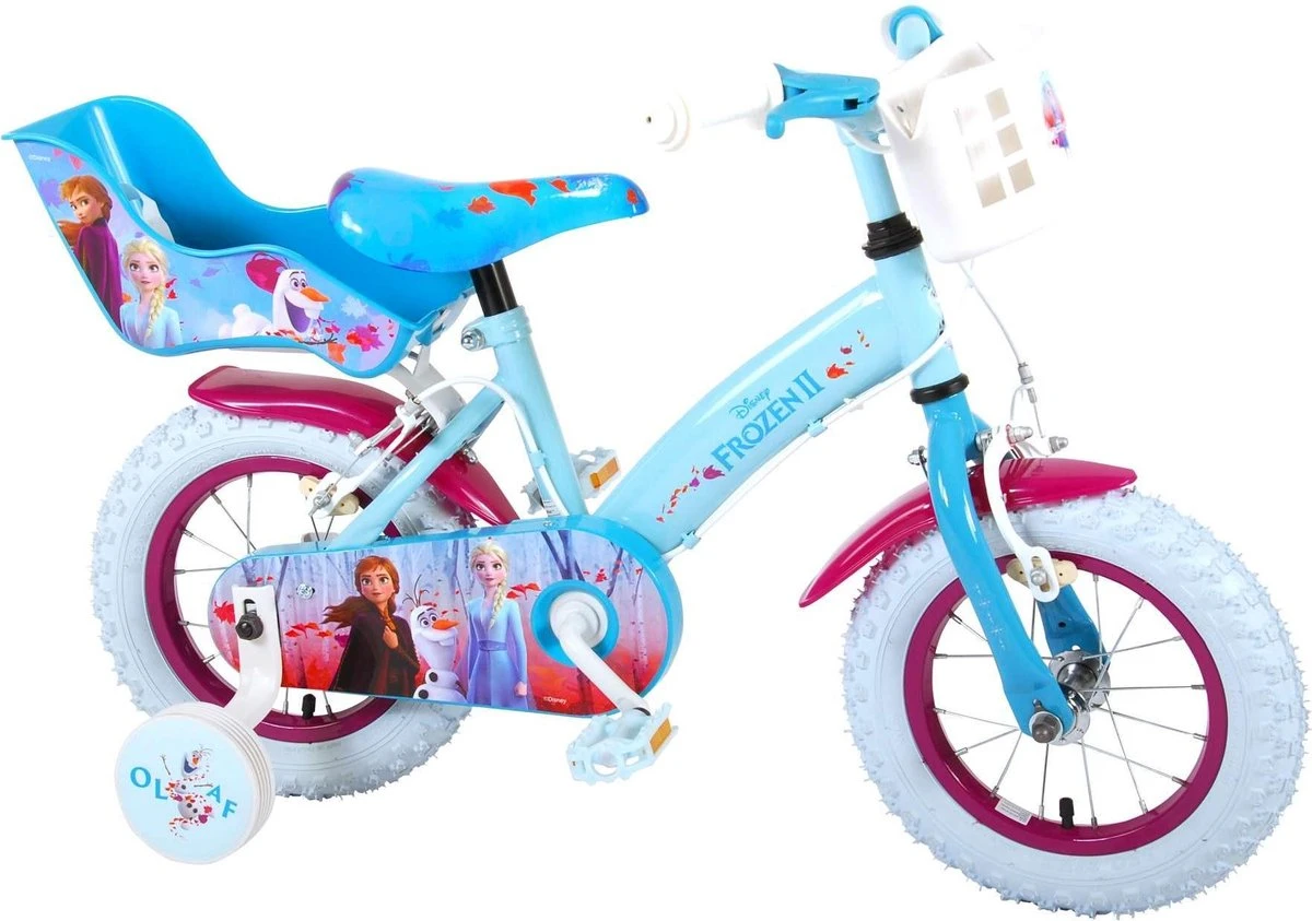 Volare Disney Frozen 2 Kinderfiets - Meisjes - 12 Inch - Blauw/Paars - Twee Handremmen - Afbeelding 15