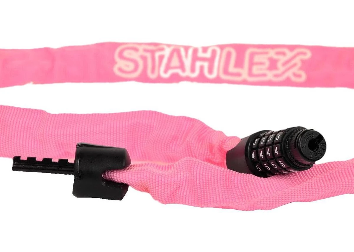 Stahlex Ø4mm / 100cm Kettingslot Schlechts 360g Ketting Met Cijferslot Het Eerste Echte Fietsslot Voor Uw Kind Roze - Afbeelding 2