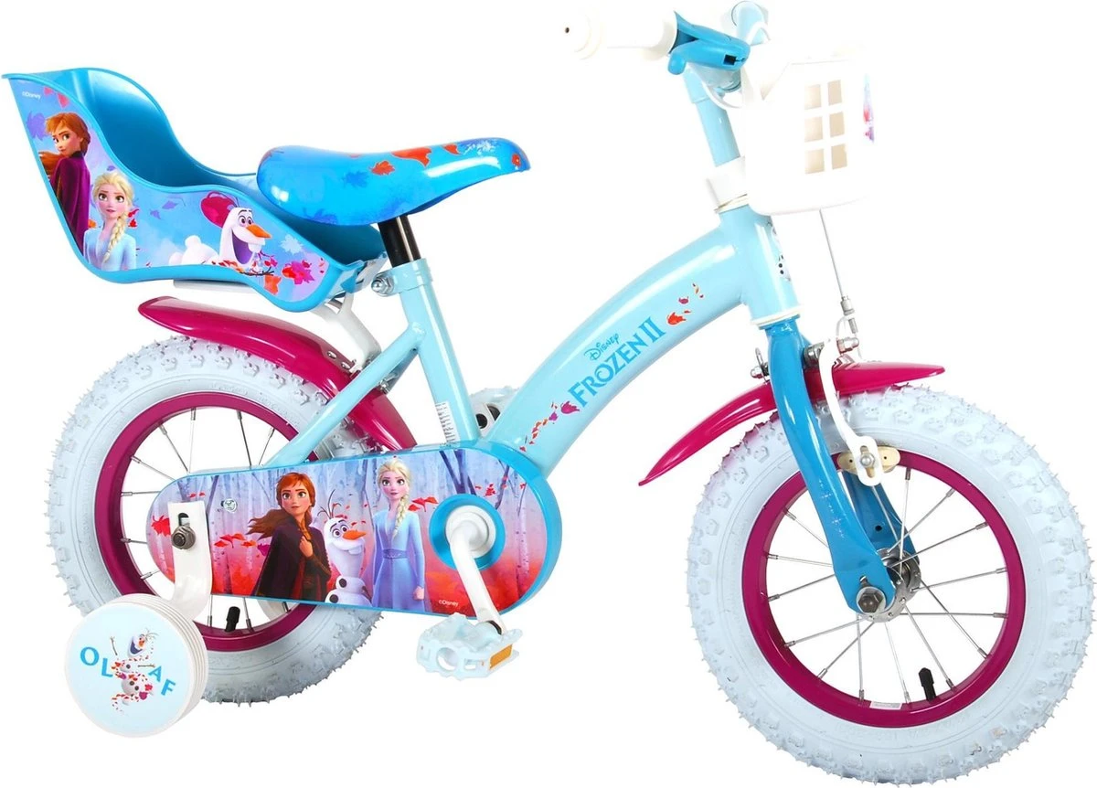 Volare Disney Frozen 2 Kinderfiets - Meisjes - 12 Inch - Blauw/Paars - Twee Handremmen - Afbeelding 2