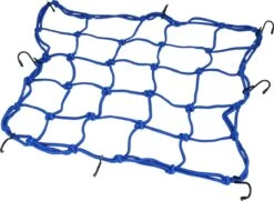 Merkloos Premium Bagagenet Met 8 Haken – 40x40cm – 90x90 Uitgerekt – Blauw | Spin, Motorfiets, Scooter En Fiets