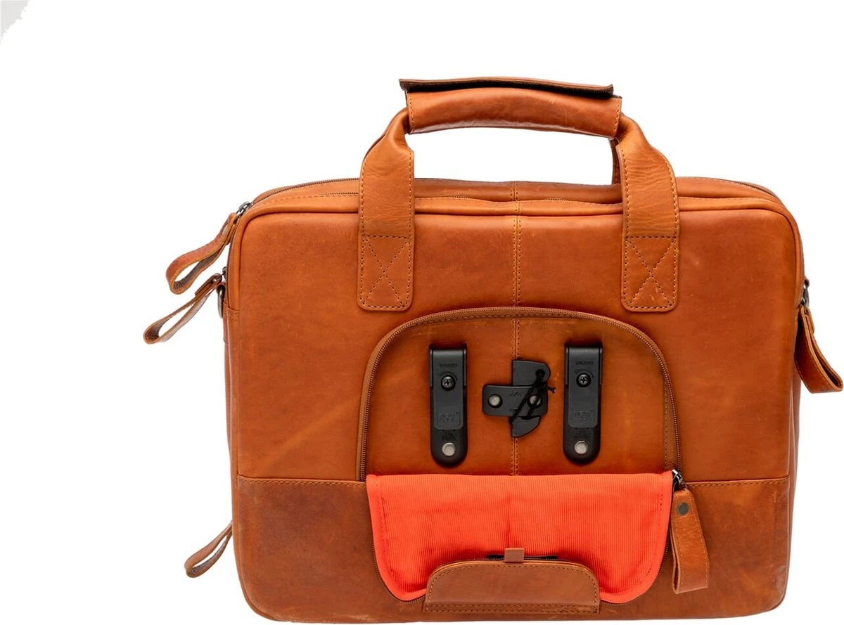 New Looxs Cali Laptoptas Fietstas - Leer - 15 Inch Laptopvak - 17 Liter - Cognac - Afbeelding 6