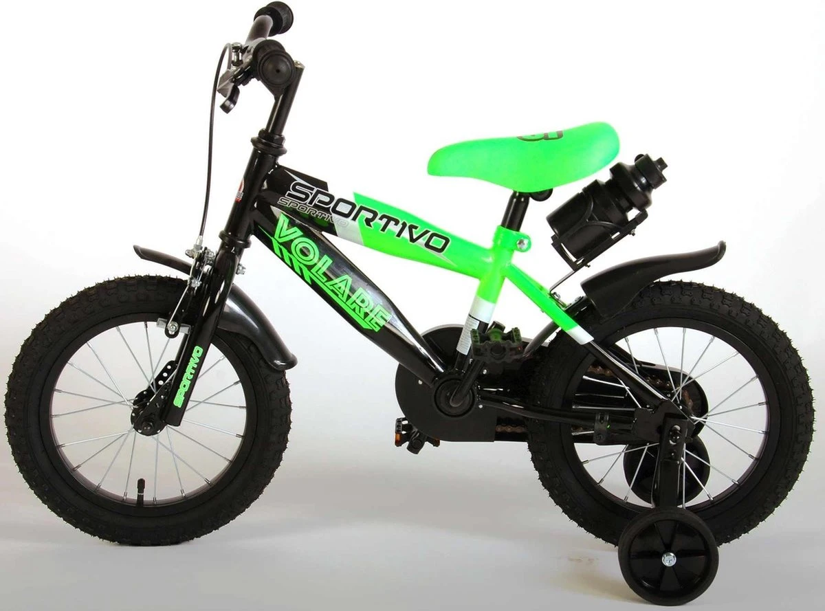 Volare Sportivo Kinderfiets - Jongens - 14 Inch - Neon Groen/Zwart - 95% Afgemonteerd - Afbeelding 11