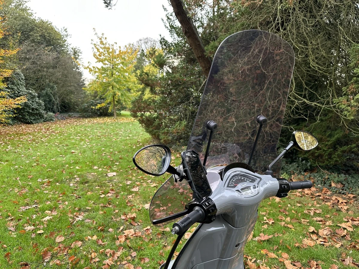 MANOS LIBRES - MODEL E PRO | TELEFOONHOUDER SCOOTER, MOTOR | SPIEGEL | UNIVERSEEL | ZWART | PIAGGIO | VESPA | ZIP - Afbeelding 2