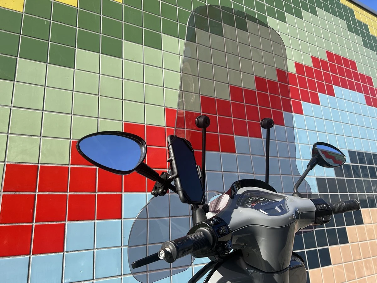 MANOS LIBRES - MODEL E PRO | TELEFOONHOUDER SCOOTER, MOTOR | SPIEGEL | UNIVERSEEL | ZWART | PIAGGIO | VESPA | ZIP - Afbeelding 12