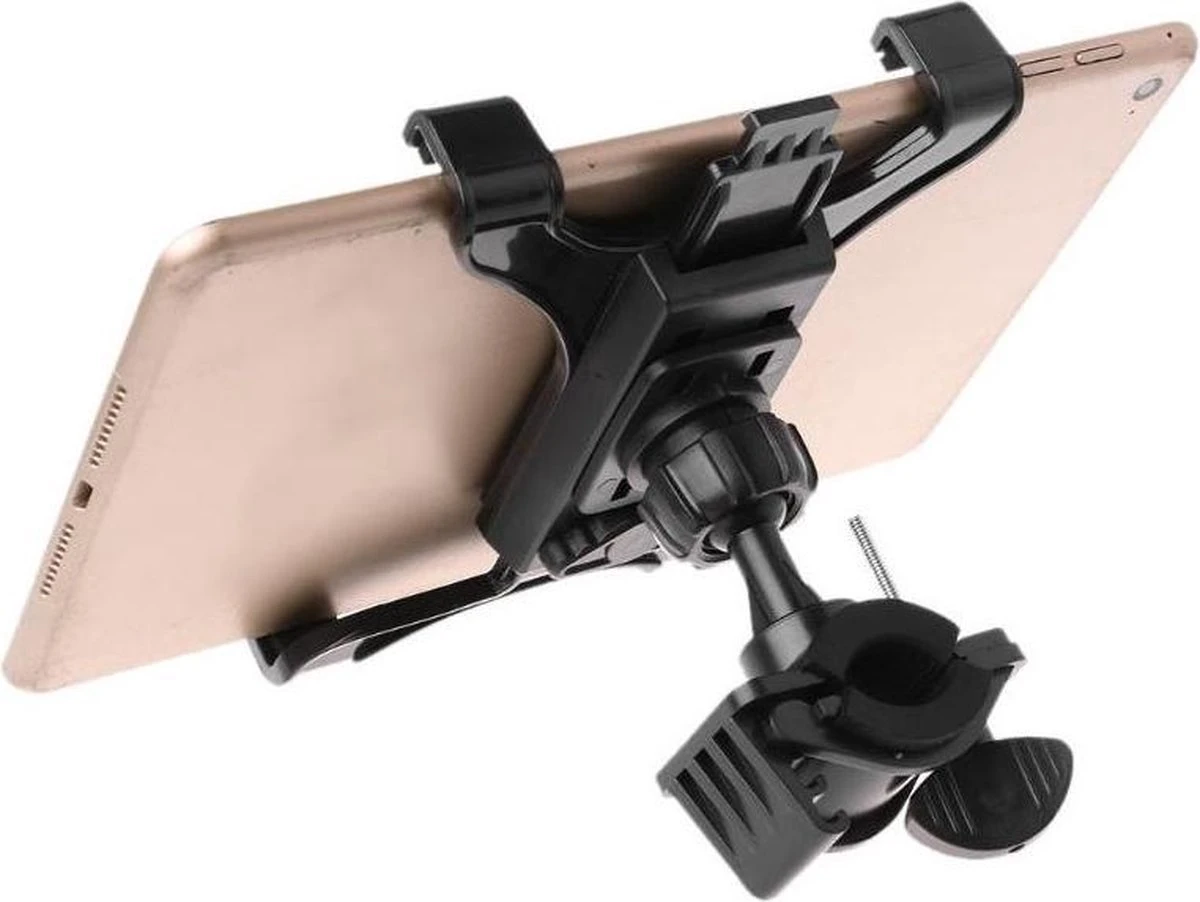 Merkloos Universele Tablet - IPad Houder Fiets - Home Trainer - Fietsstuur - Standaard - Steun - Zwart - Tot 11 Inch - Afbeelding 2