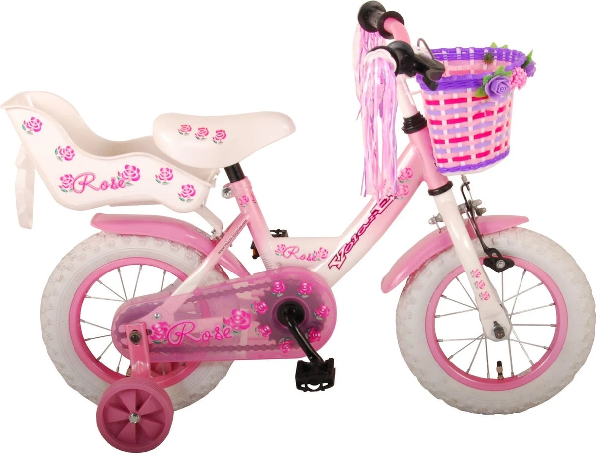Volare Rose Kinderfiets - 12 Inch - Meisjes - Roze/wit - 95% Afgemonteerd - Afbeelding 11