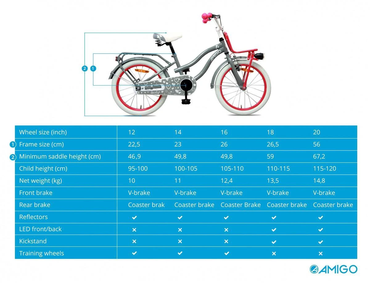 Amigo Lovely - Kinderfiets 20 Inch - Meisjes - Grijs - Afbeelding 13