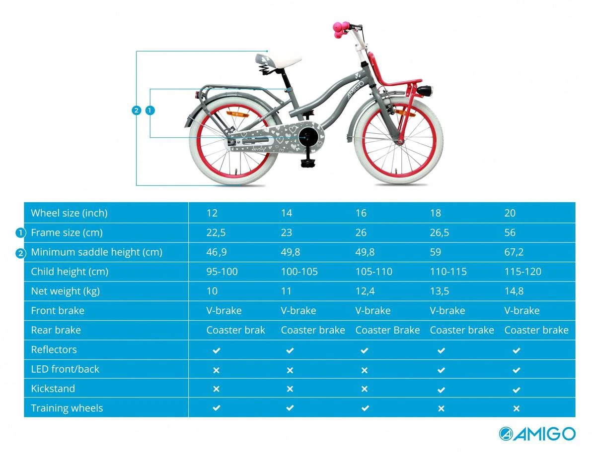 Amigo Lovely - Kinderfiets 20 Inch - Meisjes - Grijs - Afbeelding 6