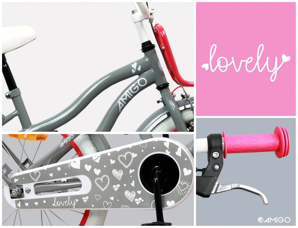 Amigo Lovely - Kinderfiets 20 Inch - Meisjes - Grijs - Afbeelding 7