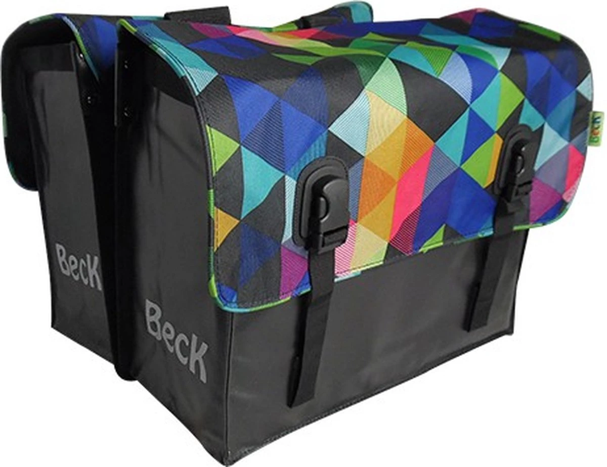 Beck Classic Dubbele Fietstas - 46 Liter - Colored Triangles