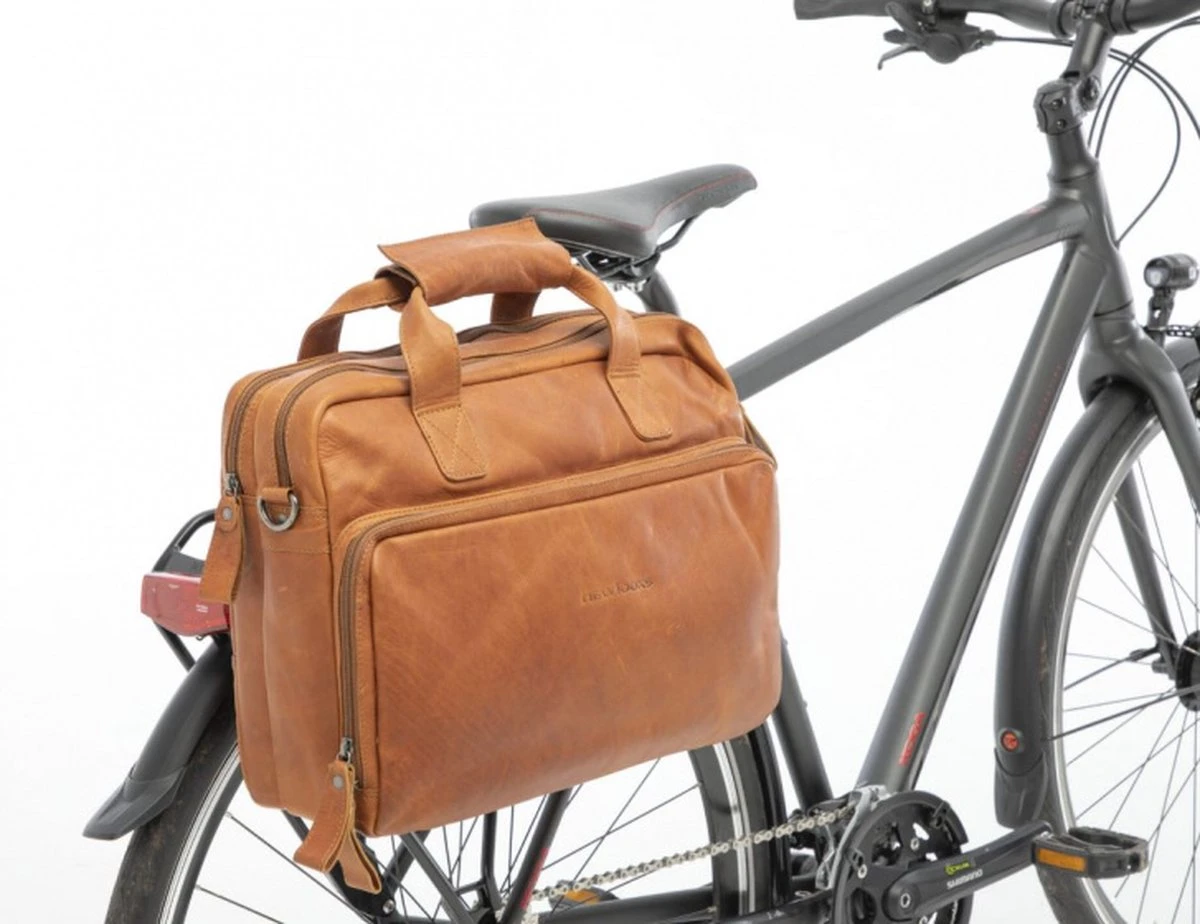 New Looxs Cali Laptoptas Fietstas - Leer - 15 Inch Laptopvak - 17 Liter - Cognac - Afbeelding 14