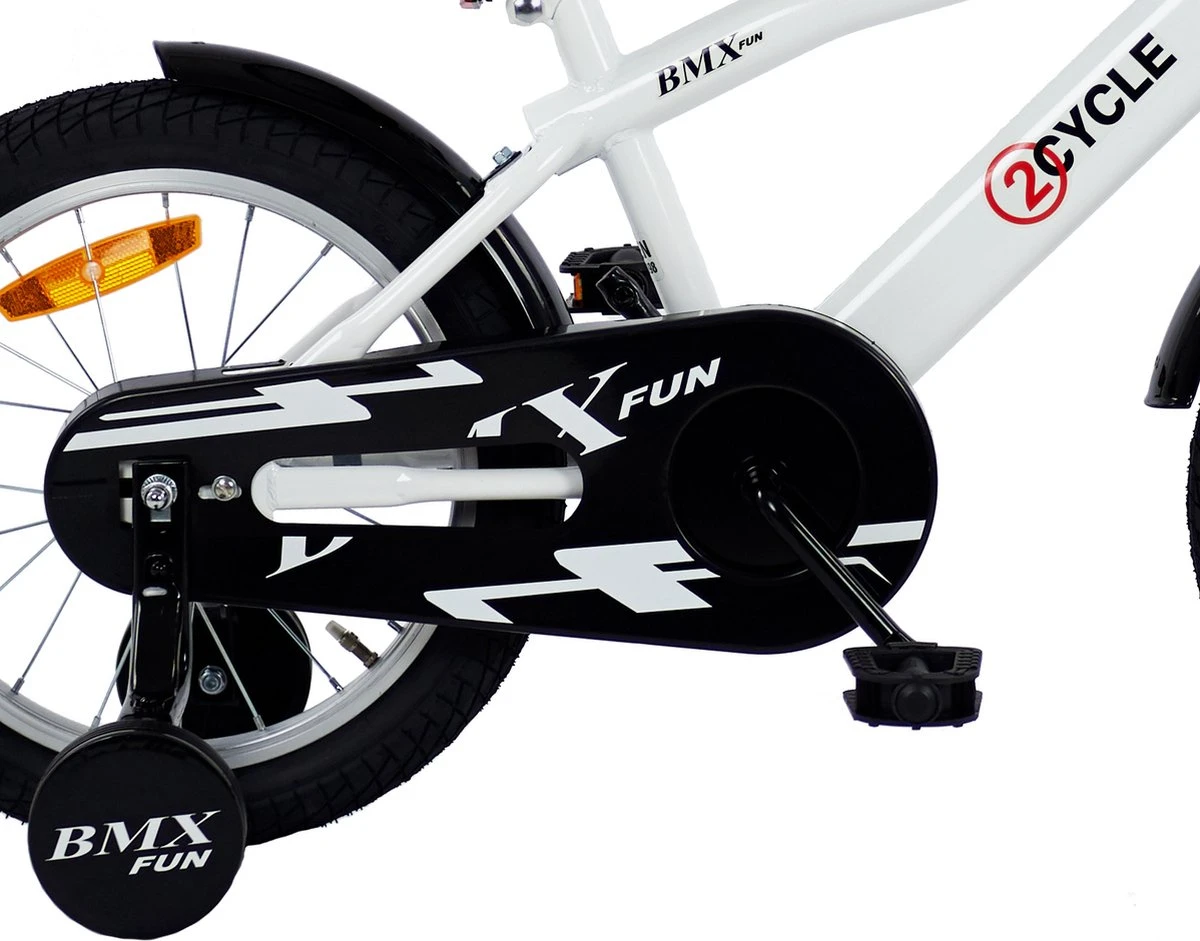 2Cycle BMX-Fun Kinderfiets - 16 Inch - Wit - Jongensfiets - Afbeelding 7