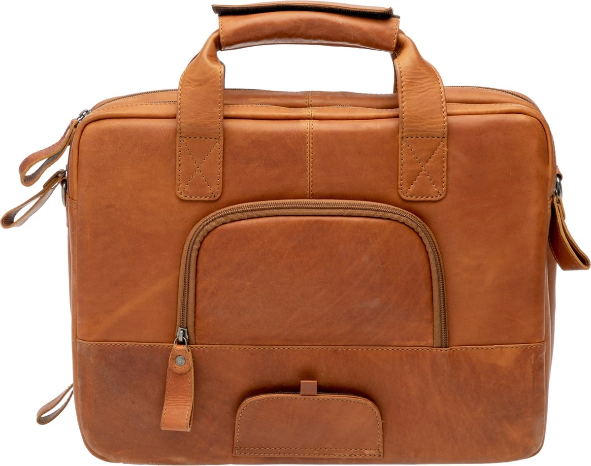 New Looxs Cali Laptoptas Fietstas - Leer - 15 Inch Laptopvak - 17 Liter - Cognac - Afbeelding 3