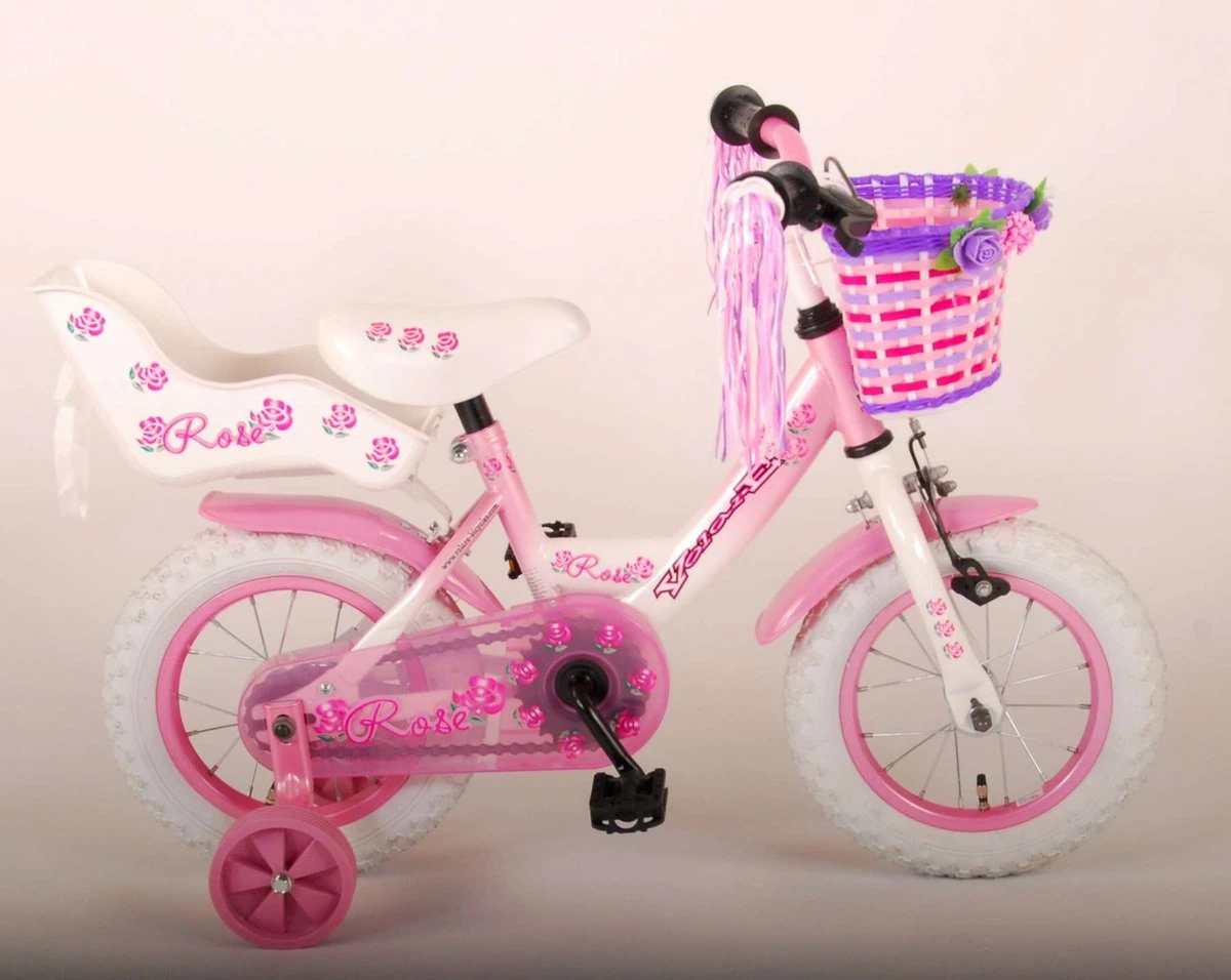 Volare Rose Kinderfiets - 12 Inch - Meisjes - Roze/wit - 95% Afgemonteerd - Afbeelding 16