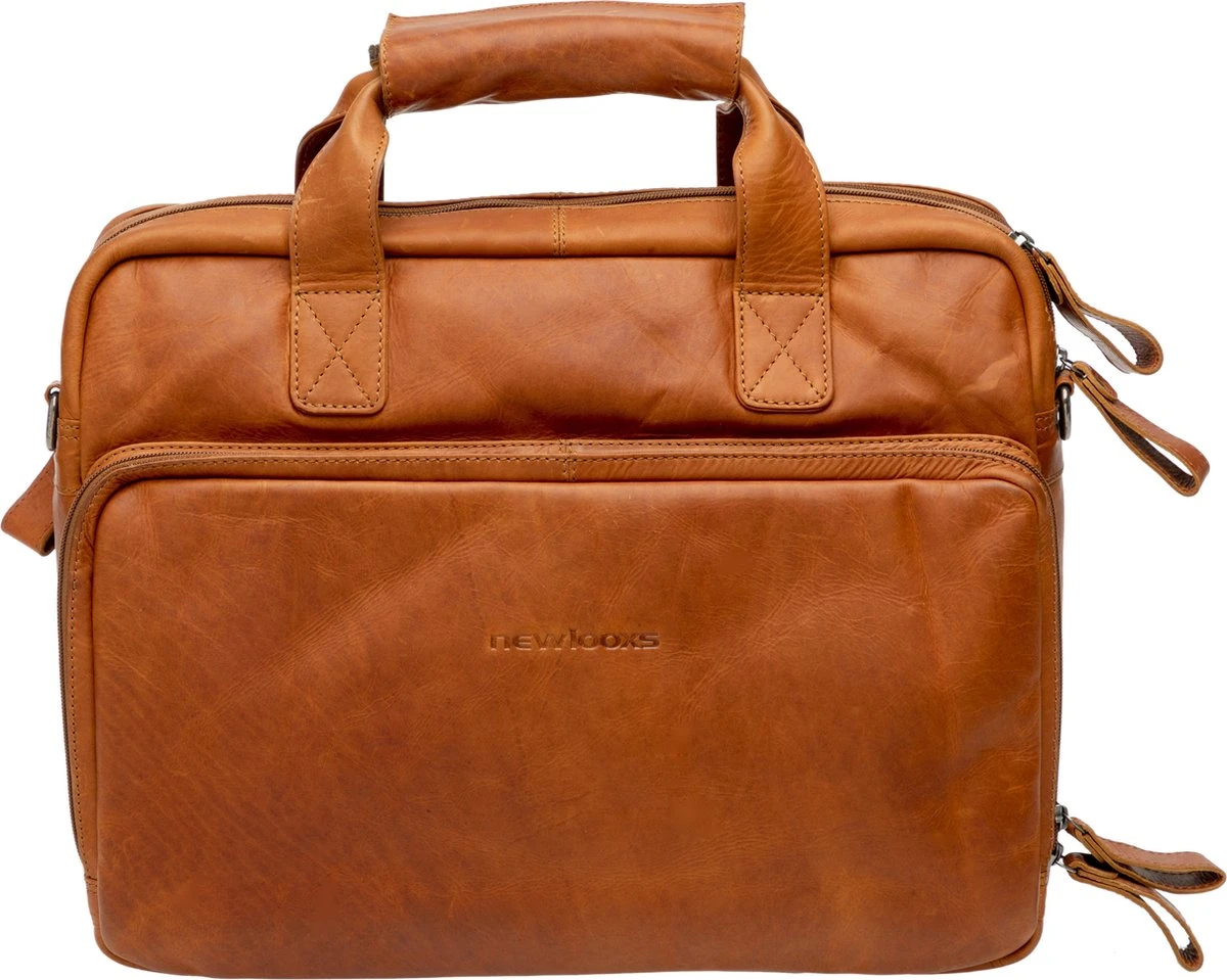 New Looxs Cali Laptoptas Fietstas - Leer - 15 Inch Laptopvak - 17 Liter - Cognac - Afbeelding 2