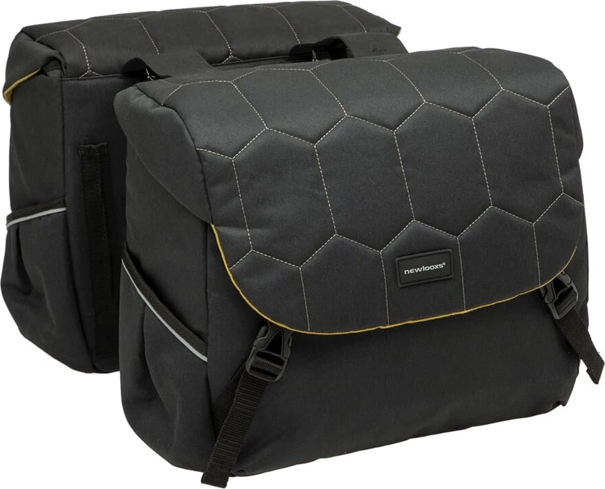 New Looxs Quilted Mondi Joy Double Dubbele Fietstas - 38 Liter - Zwart - Afbeelding 3