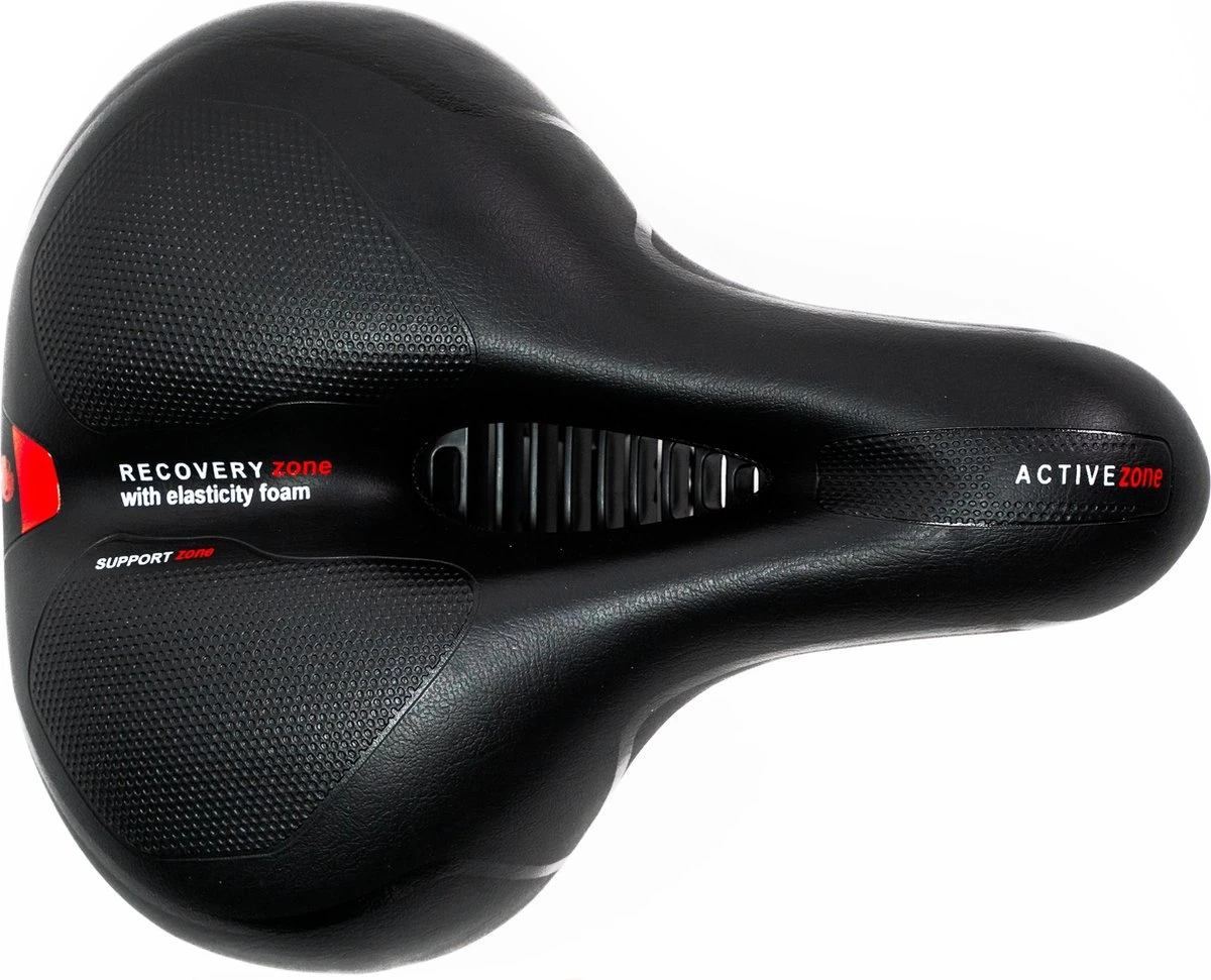 Voltano Fietszadel Met Gelpads - Zwart/Rood - Uitsparing - Zadelvering - Unisex - Incl. Gratis Zadelstrop - Afbeelding 8