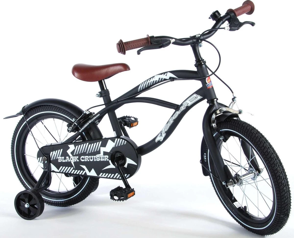 Volare Black Cruiser Kinderfiets - Jongens - 16 Inch - Zwart - 2 Handremmen - Afbeelding 4