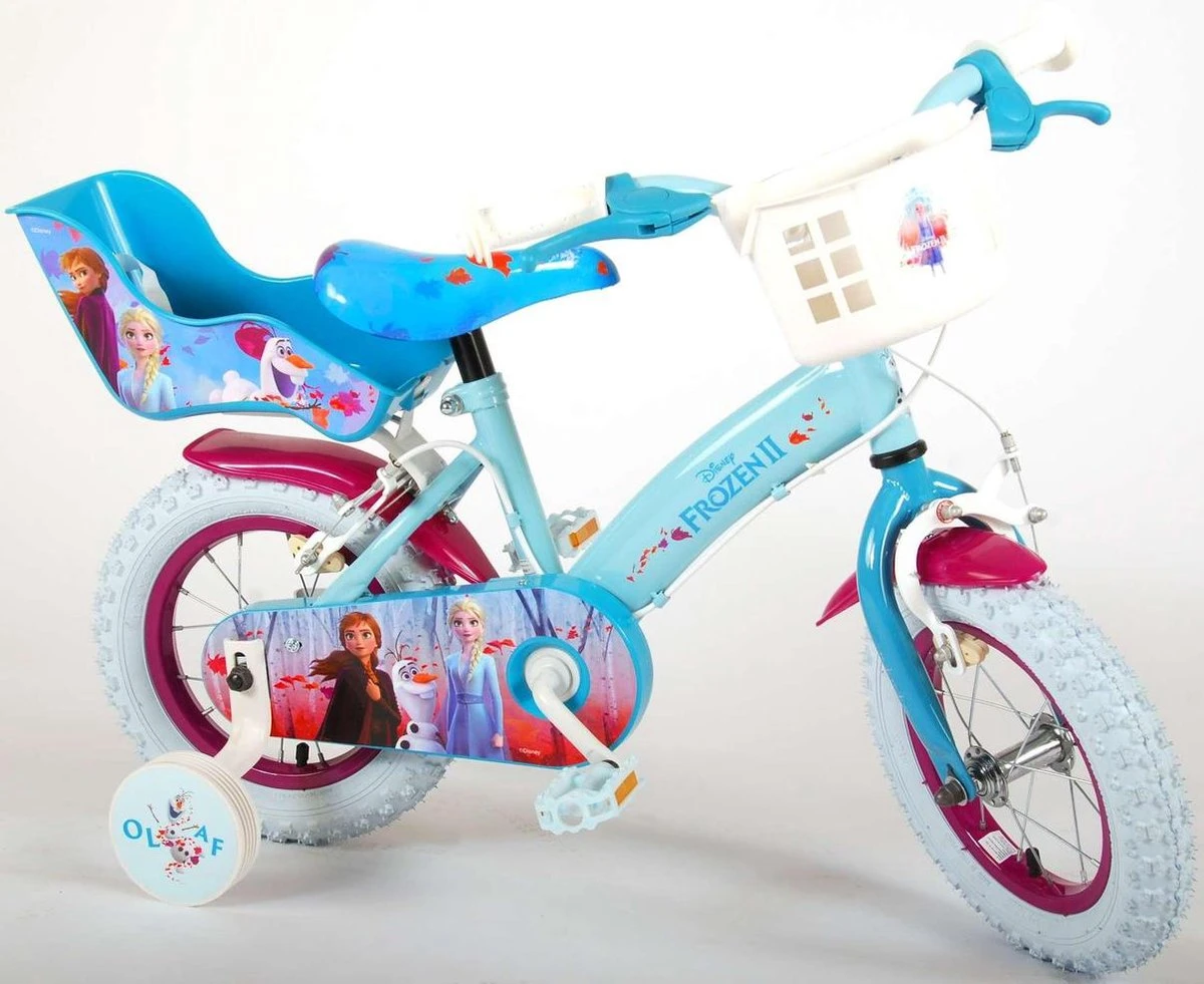 Volare Disney Frozen 2 Kinderfiets - Meisjes - 12 Inch - Blauw/Paars - Twee Handremmen - Afbeelding 4