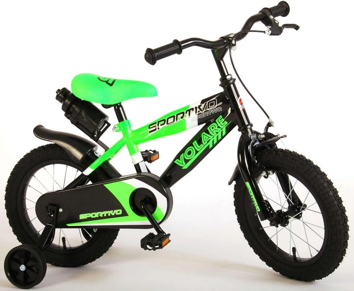 Volare Sportivo Kinderfiets - Jongens - 14 Inch - Neon Groen/Zwart - 95% Afgemonteerd - Afbeelding 6