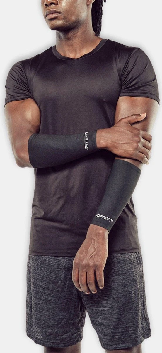 Artefit Compressie Onderarm Sleeves – Unisex - Zonbescherming - S - Black