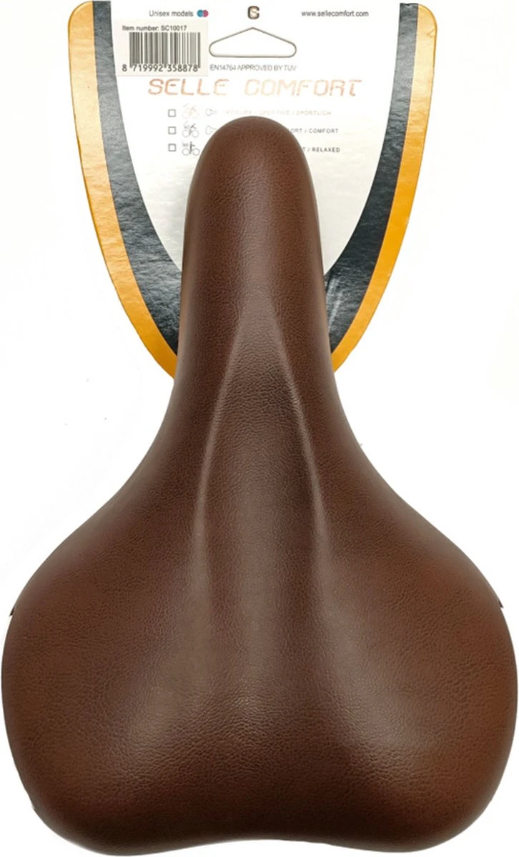 Selle Zadel Comfort Bruin Met Witte Bumpers - Zonder Strop - Afbeelding 3