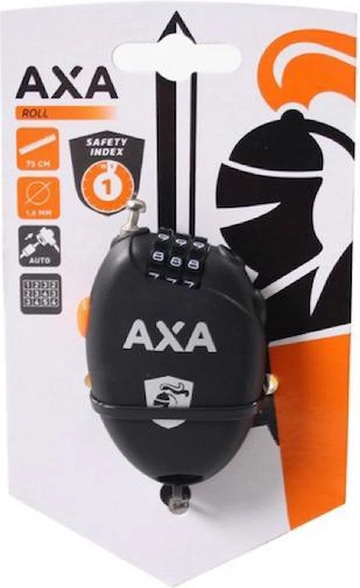 Axa Roll - Retractable Kabelcijferslot - 75 Cm - Zwart - AXA Cijferslot - Kabelslot - Voor Ski's - Snowboards - Fiets - Gereedschap - Racefiets - Mountainbike - Backpack - Afbeelding 3