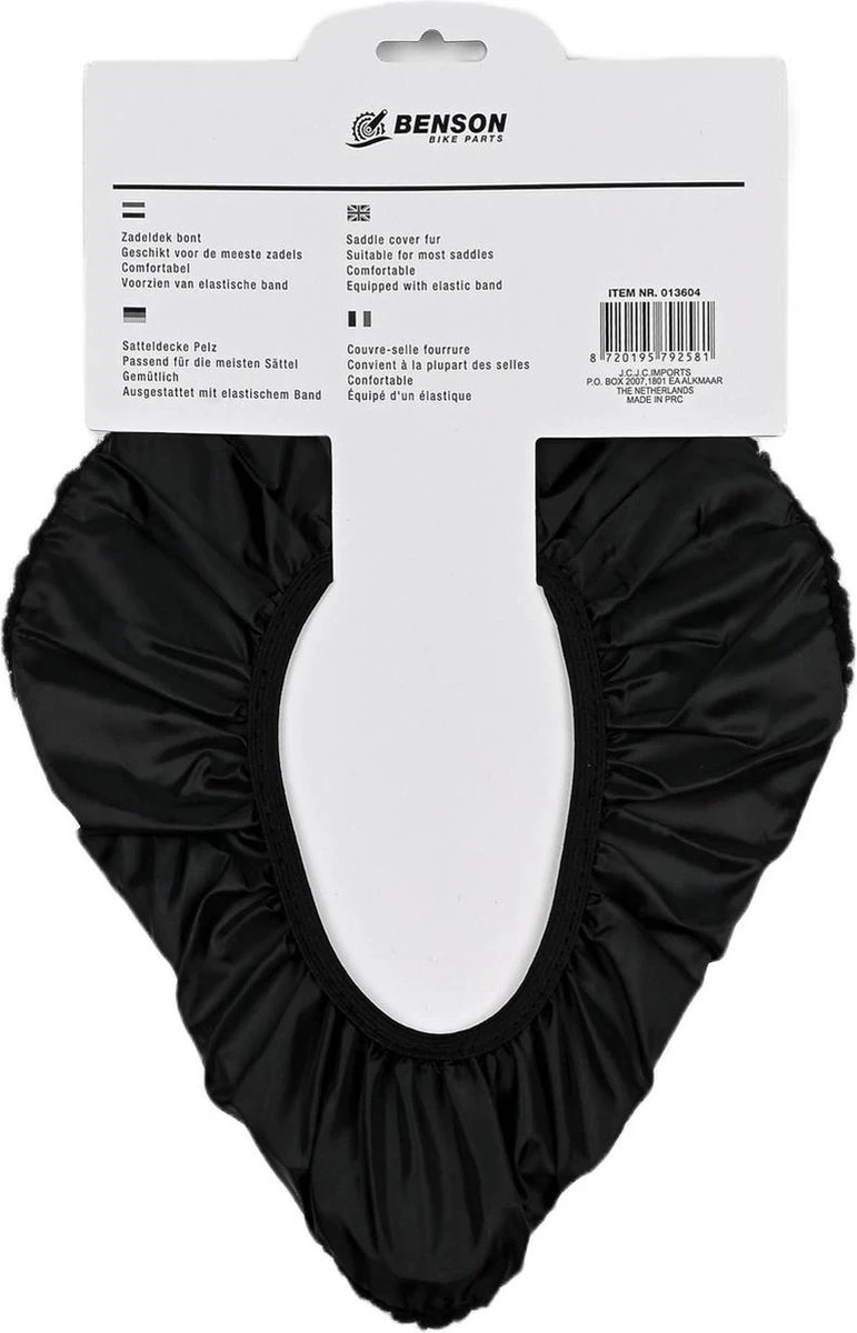 Benson Universele Fiets Zadeldek - Imitatie Schapenvacht - Bont - Zwart - Afbeelding 2