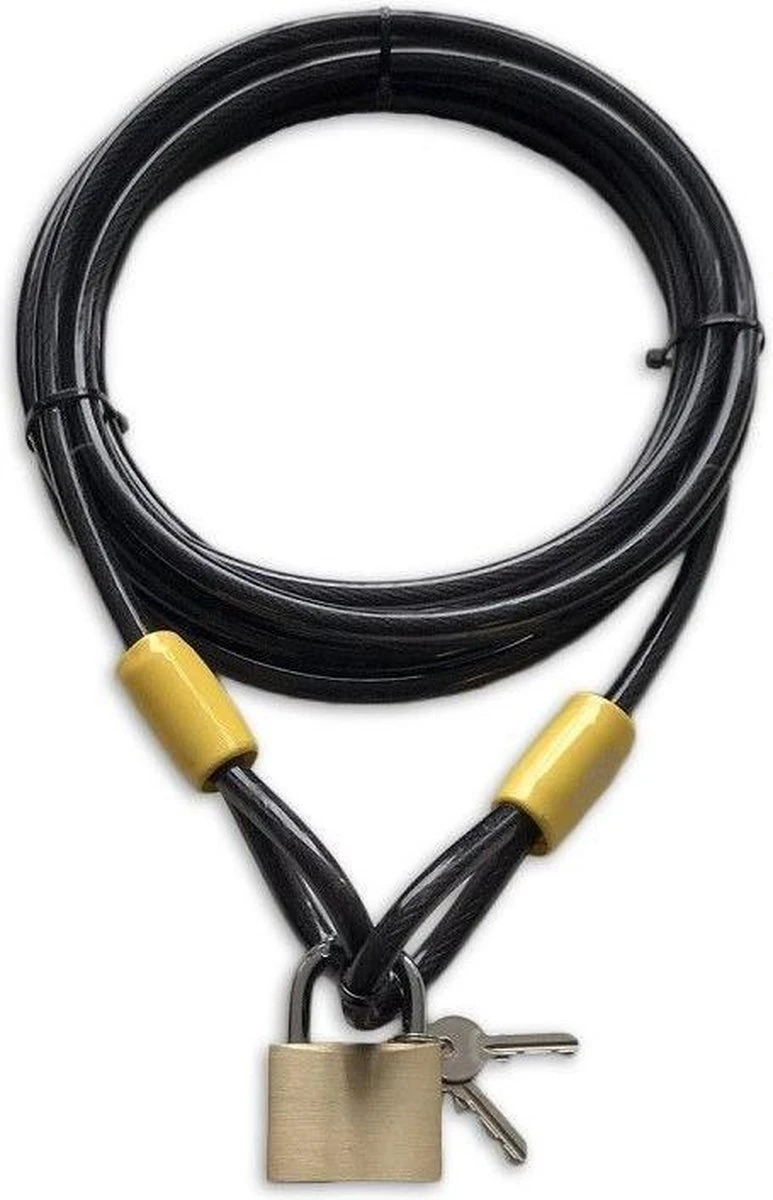Lynx Kabelslot 2.5 Meter Lang | ø10mm X 250cm | Staalkabel Met Lussen En Hangslot | Slot Tuinmeubelen Terras Bootslot - Afbeelding 2