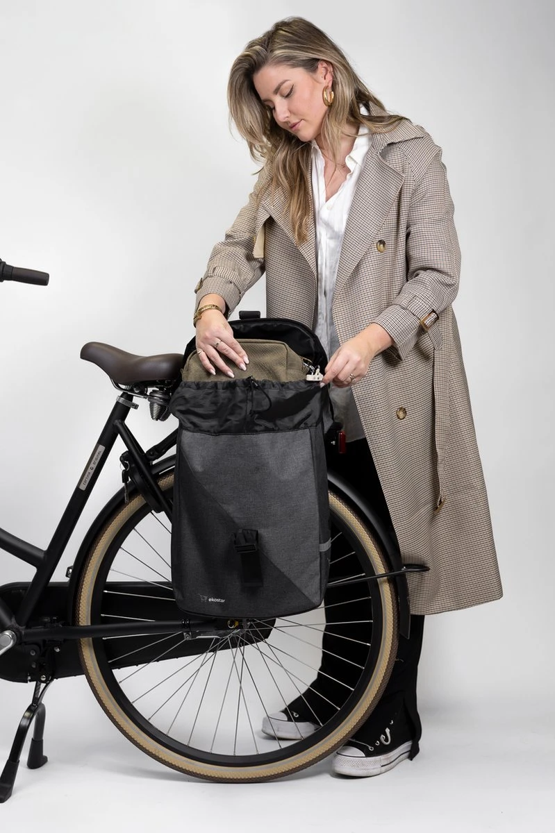 Ekostar® Online Shopping - Dubbele Fietstas - Donker En Licht Grijs - Waterafstotend - Fietstas - 34 Liter - Fietstassen Elektrische Fietsen - Afbeelding 3