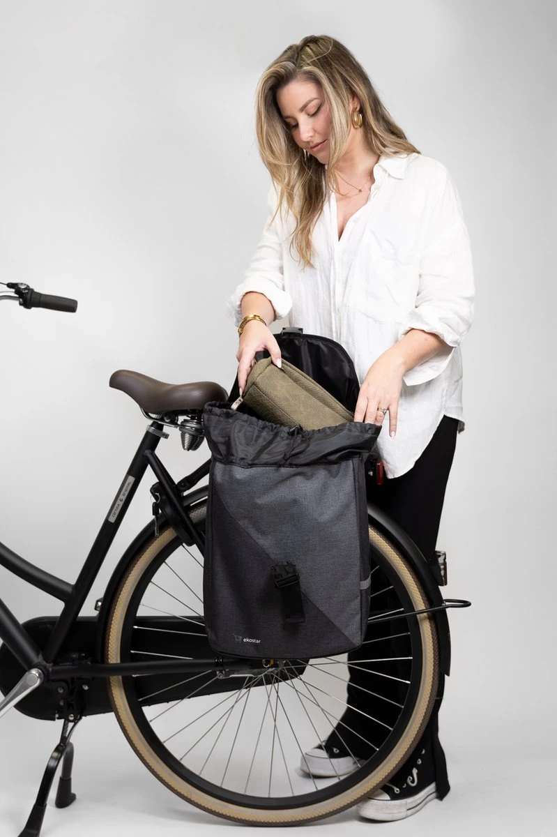 Ekostar® Online Shopping - Dubbele Fietstas - Donker En Licht Grijs - Waterafstotend - Fietstas - 34 Liter - Fietstassen Elektrische Fietsen - Afbeelding 7