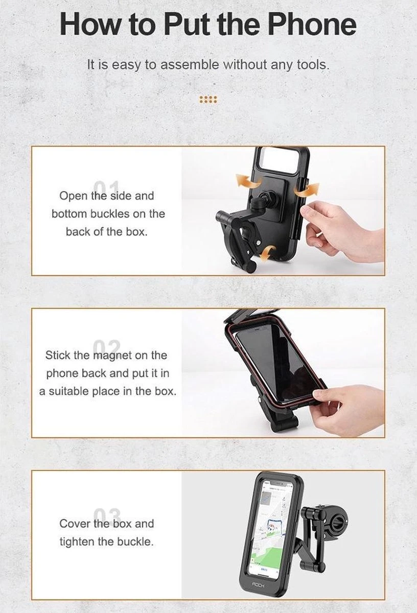 ROCK Waterbestendige Fiets Telefoonhouder Smartphones 4.5 Tot 6.7 Inch 3D Waterdicht Bescherming - Afbeelding 11