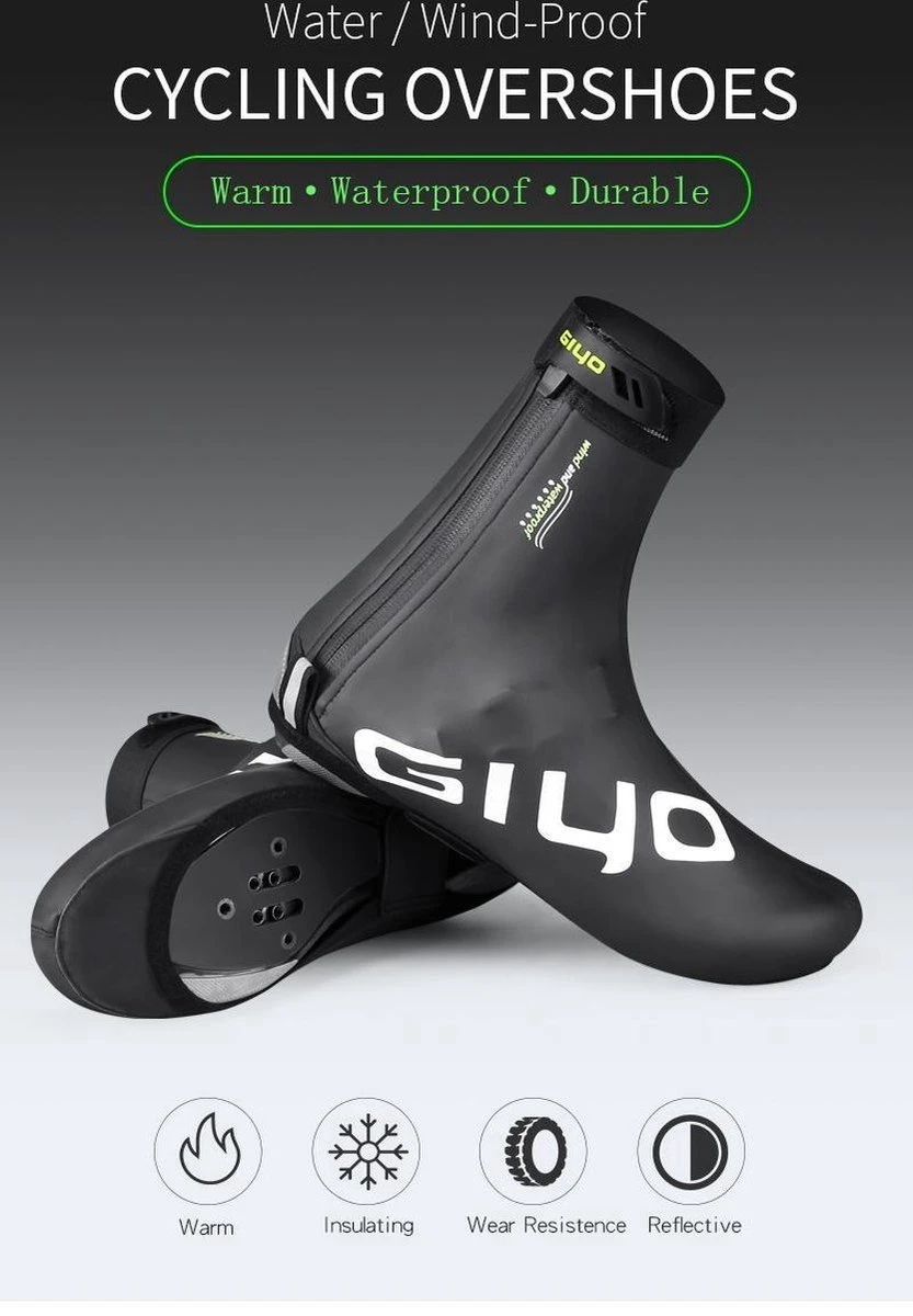Giyo Overschoenen - Maat 41-43 (L) - 1 Paar - Mountainbike - Wielrennen - Zwart - Wind En Waterdicht - Waterproof - Regen - Vorst - Afbeelding 3