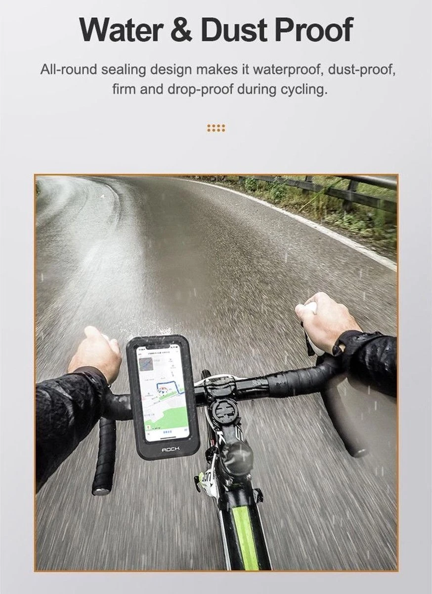 ROCK Waterbestendige Fiets Telefoonhouder Smartphones 4.5 Tot 6.7 Inch 3D Waterdicht Bescherming - Afbeelding 4