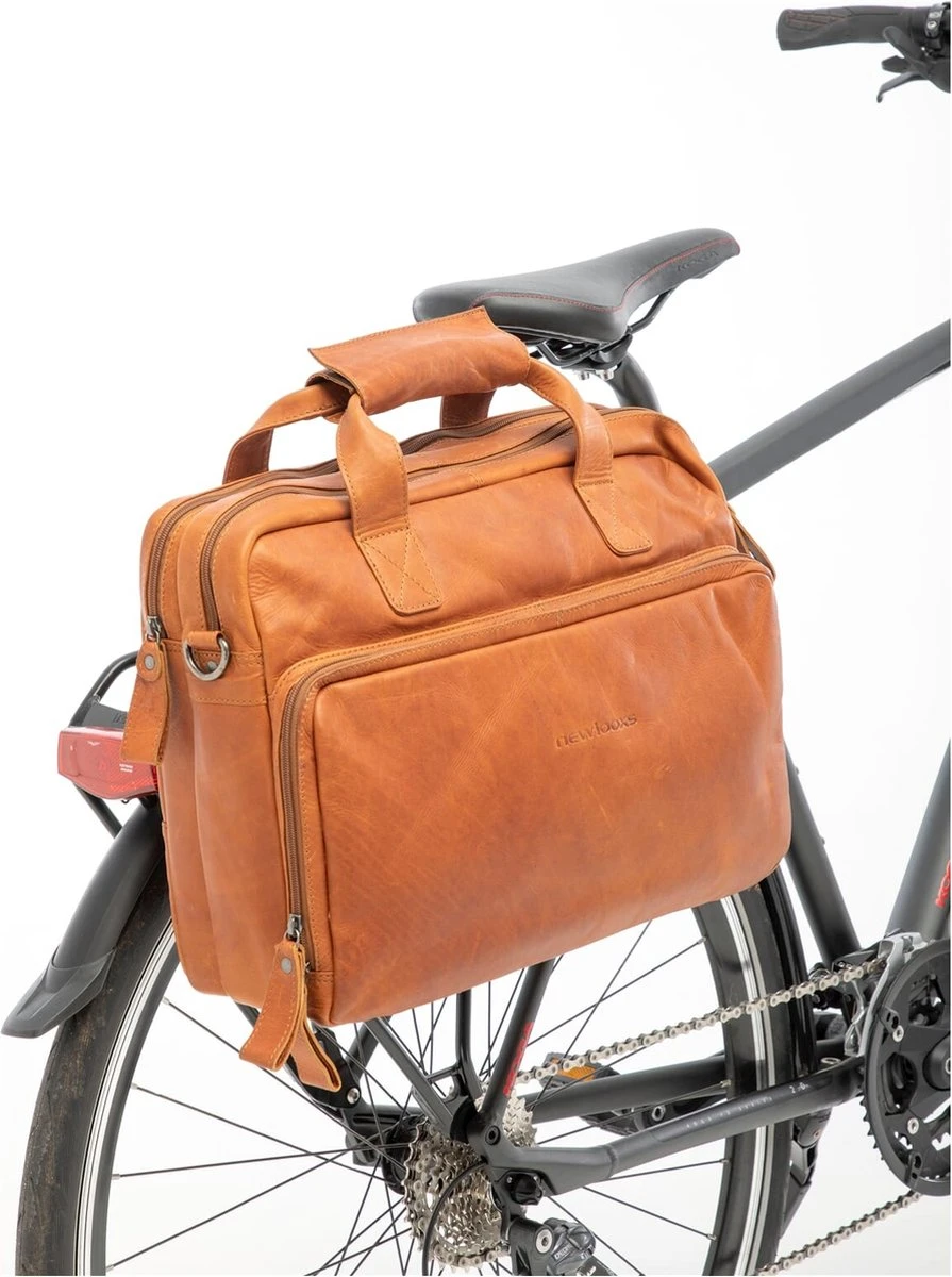 New Looxs Cali Laptoptas Fietstas - Leer - 15 Inch Laptopvak - 17 Liter - Cognac - Afbeelding 11
