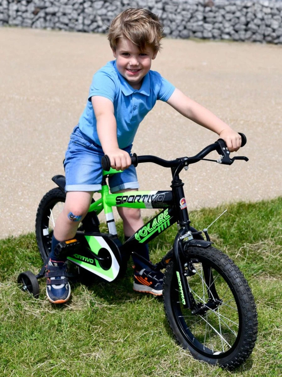 Volare Sportivo Kinderfiets - Jongens - 14 Inch - Neon Groen/Zwart - 95% Afgemonteerd - Afbeelding 3