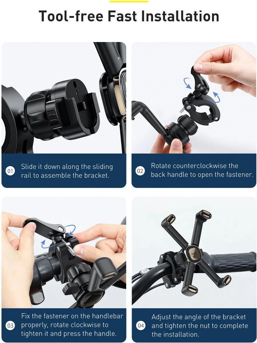 Baseus 360° Fiets Telefoonhouder Voor Smartphones 4.7 Tot 6.7 Inch - Afbeelding 17