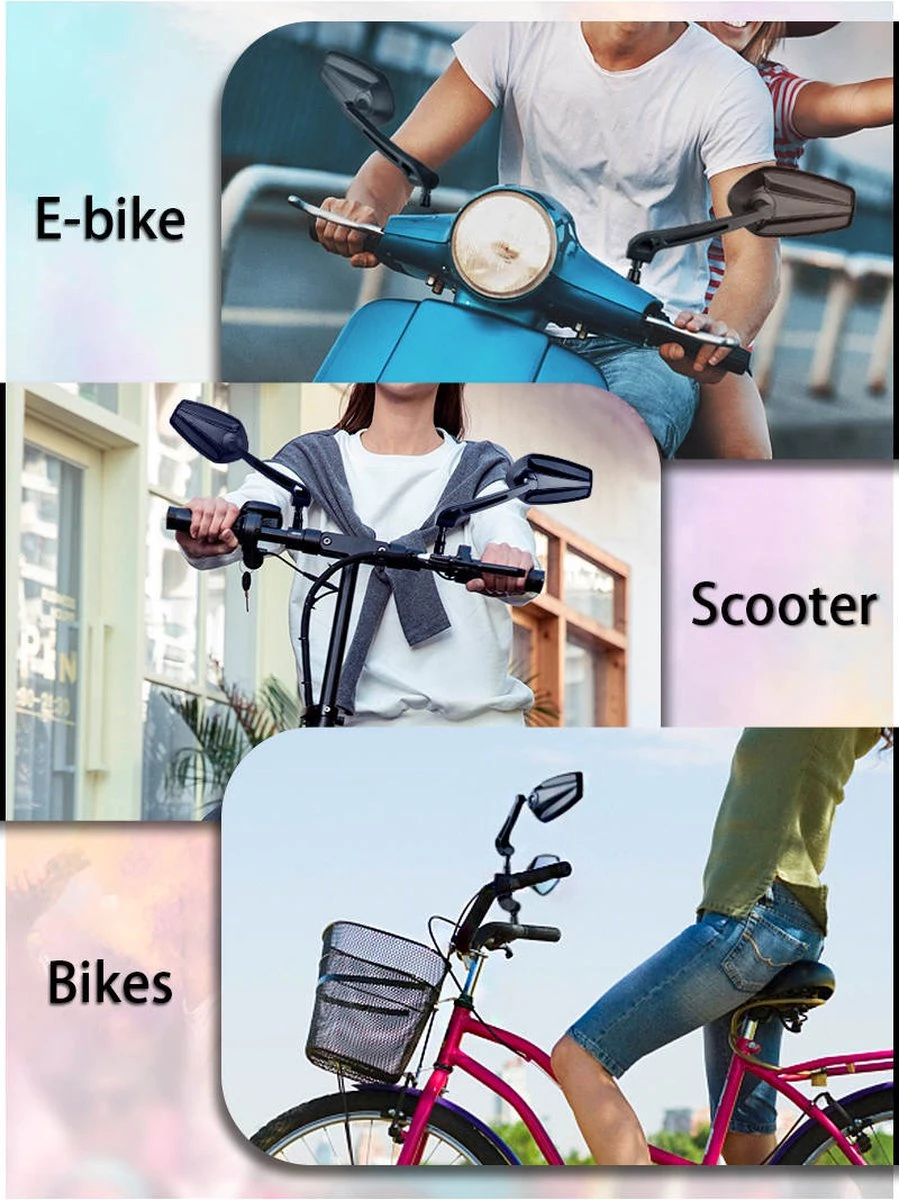 EasyDo Fietsspiegel Ebike Incl Grote Kijkhoek - Achteruitkijkspiegel - Links - 360º Verstelbaar - Multifunctioneel - Incl Inbussleutel - Afbeelding 2