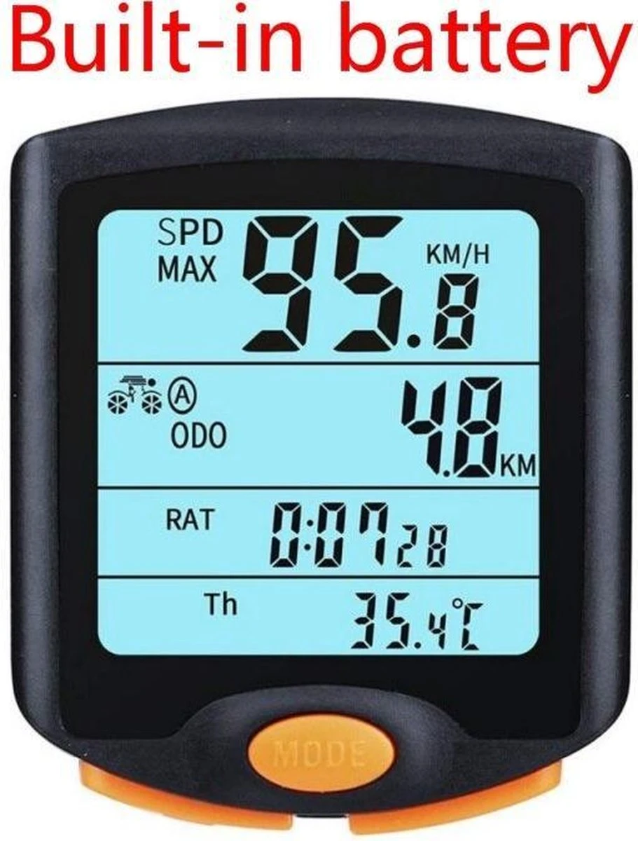 DrPhone FCS2 Fietscomputer - Draadloze Fiets Snelheidsmeter - Kilometerteller - Spatwaterdicht - 4-Lijn Display Met Achtergrondverlichting - Zwart - Afbeelding 3