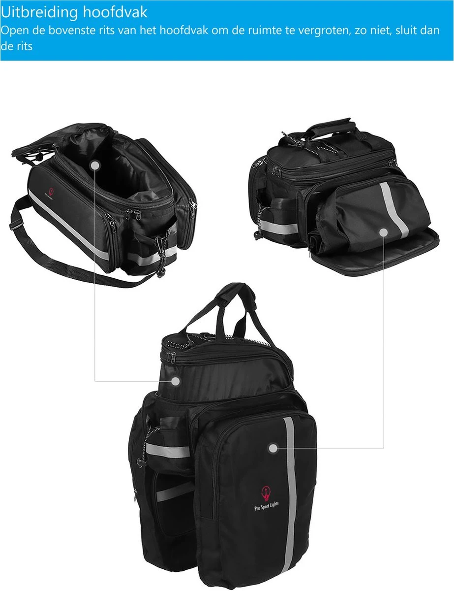 Fietstas Bagagedrager Achter - 8 Tot 20 Liter - Waterdicht Met Regenhoes - Enkele Tas Fiets - Trunkbag - Afbeelding 6