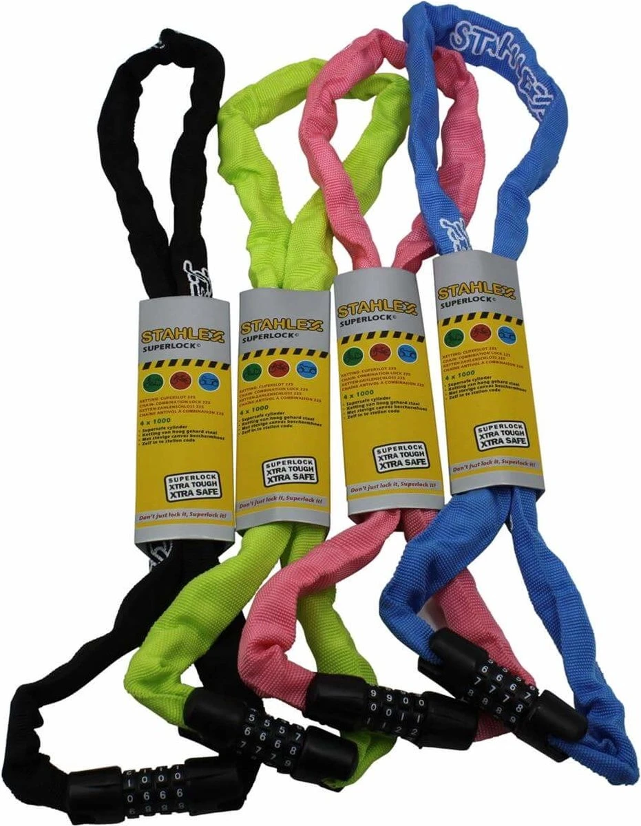 Stahlex Ø4mm / 100cm Kettingslot Schlechts 360g Ketting Met Cijferslot Het Eerste Echte Fietsslot Voor Uw Kind Zwart - Afbeelding 4