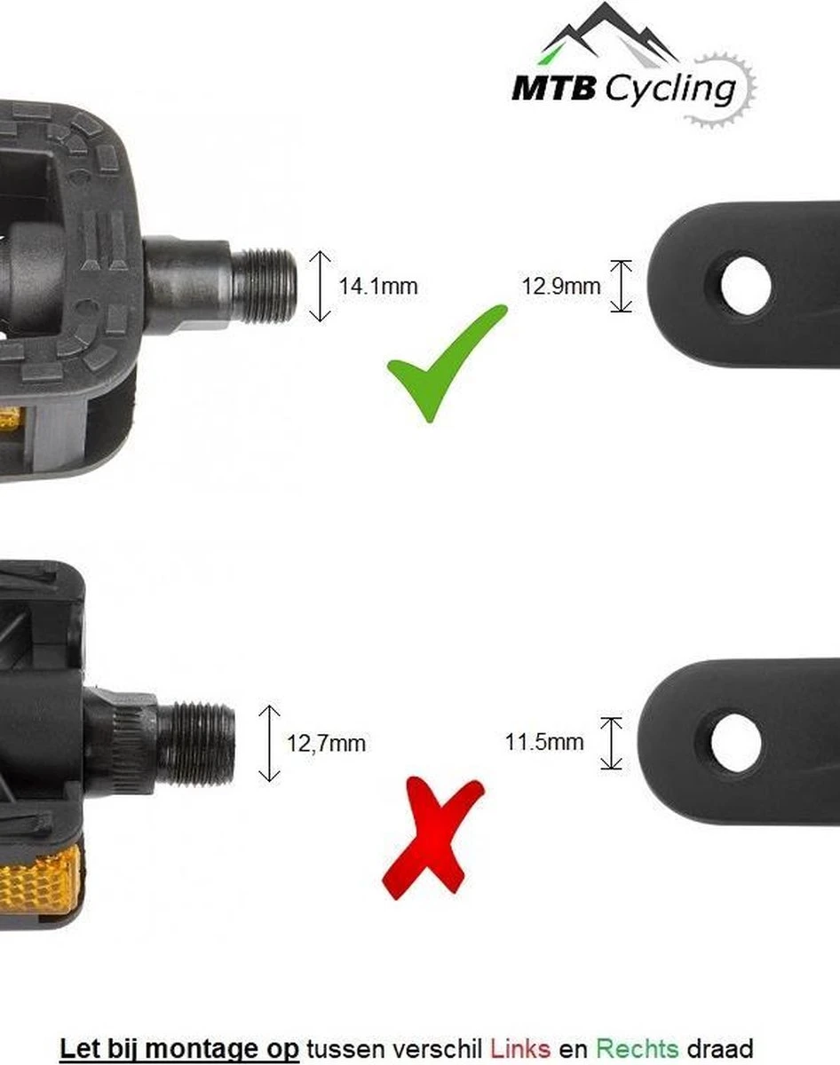 Fiets Pedalen - Anti Slip - Trappers Voor Fiets Met Reflector - 14.2mm Schroefdraad - 9/16 Inch -Zwart - Afbeelding 4