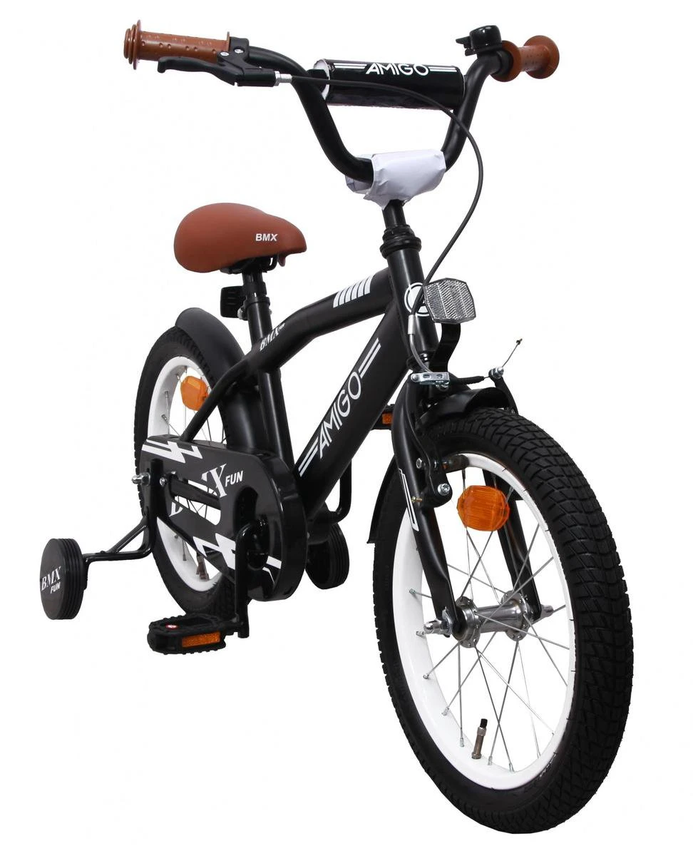Amigo BMX Fun Jongensfiets - Kinderfiets 16 Inch - Matzwart - Afbeelding 2