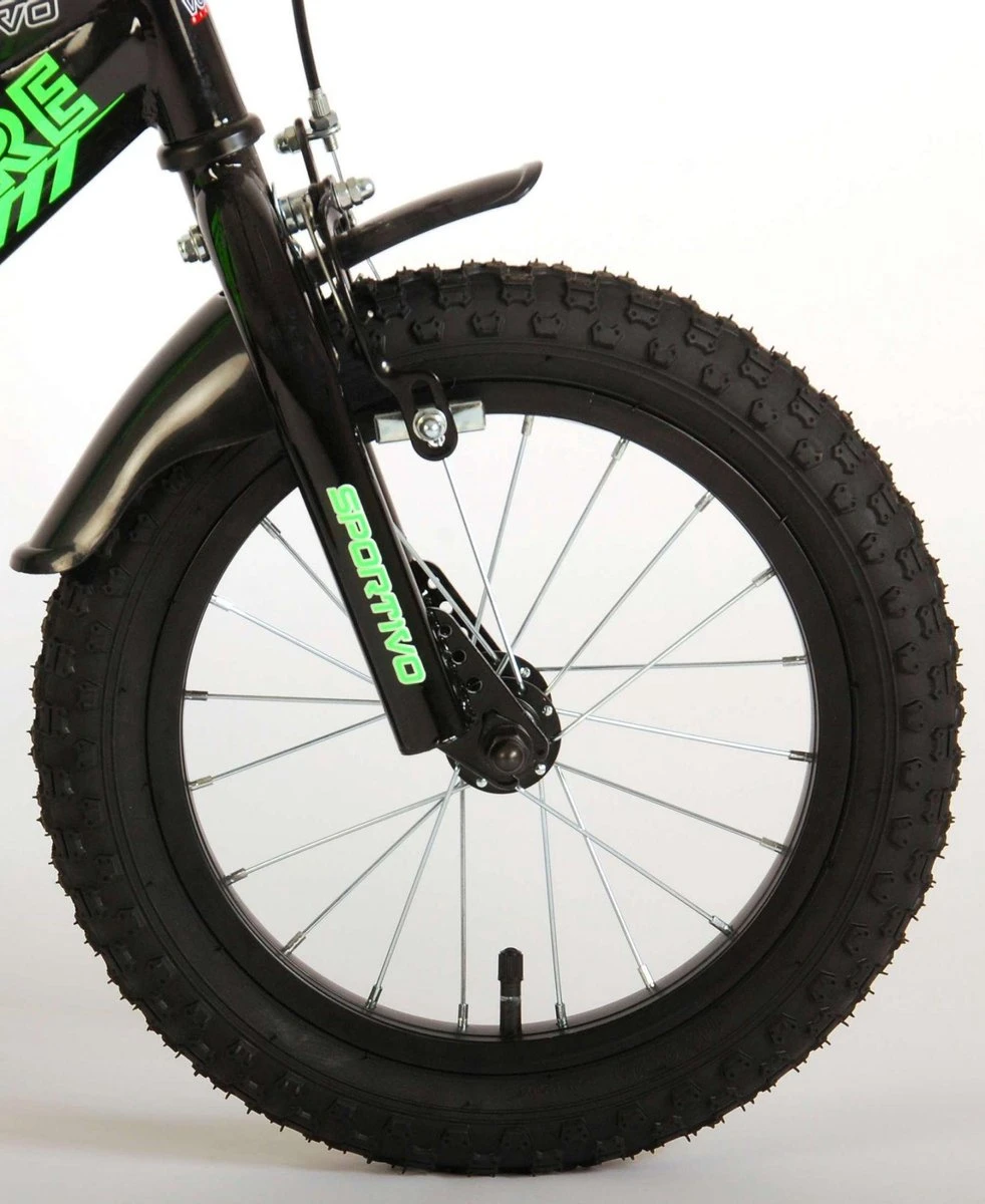 Volare Sportivo Kinderfiets - Jongens - 14 Inch - Neon Groen/Zwart - 95% Afgemonteerd - Afbeelding 4